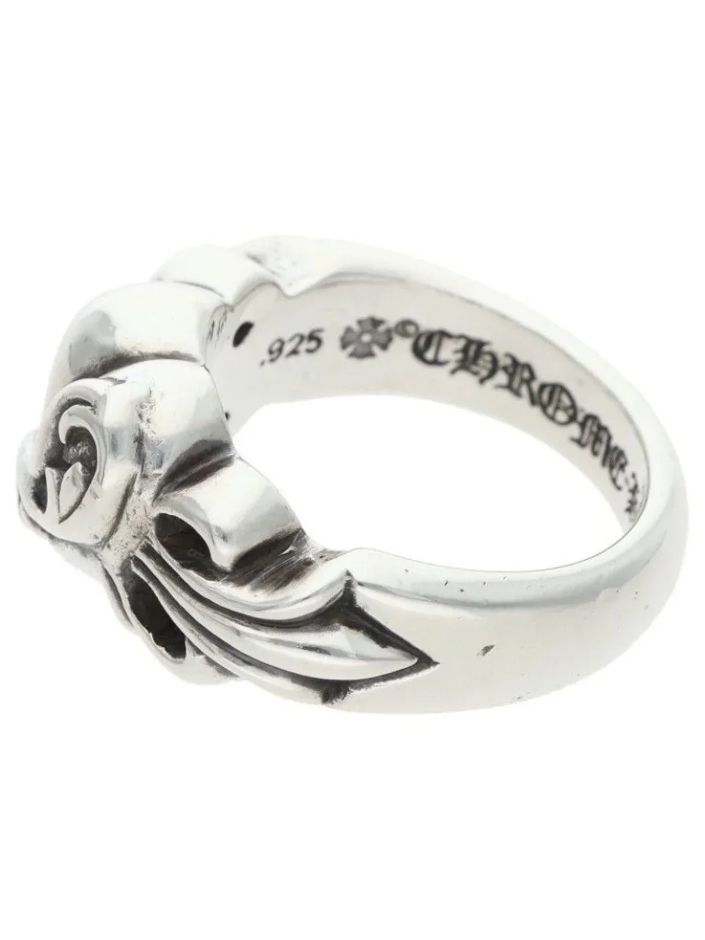 Chrome Hearts Flrl Crs Hrt Floral Heart Silver Ring